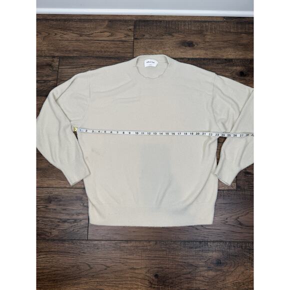 Aritzia Wilfred Free Cream Long Sleeve Crewneck Fuzzy Oversized Sweater Sz L - Picture 4 of 5